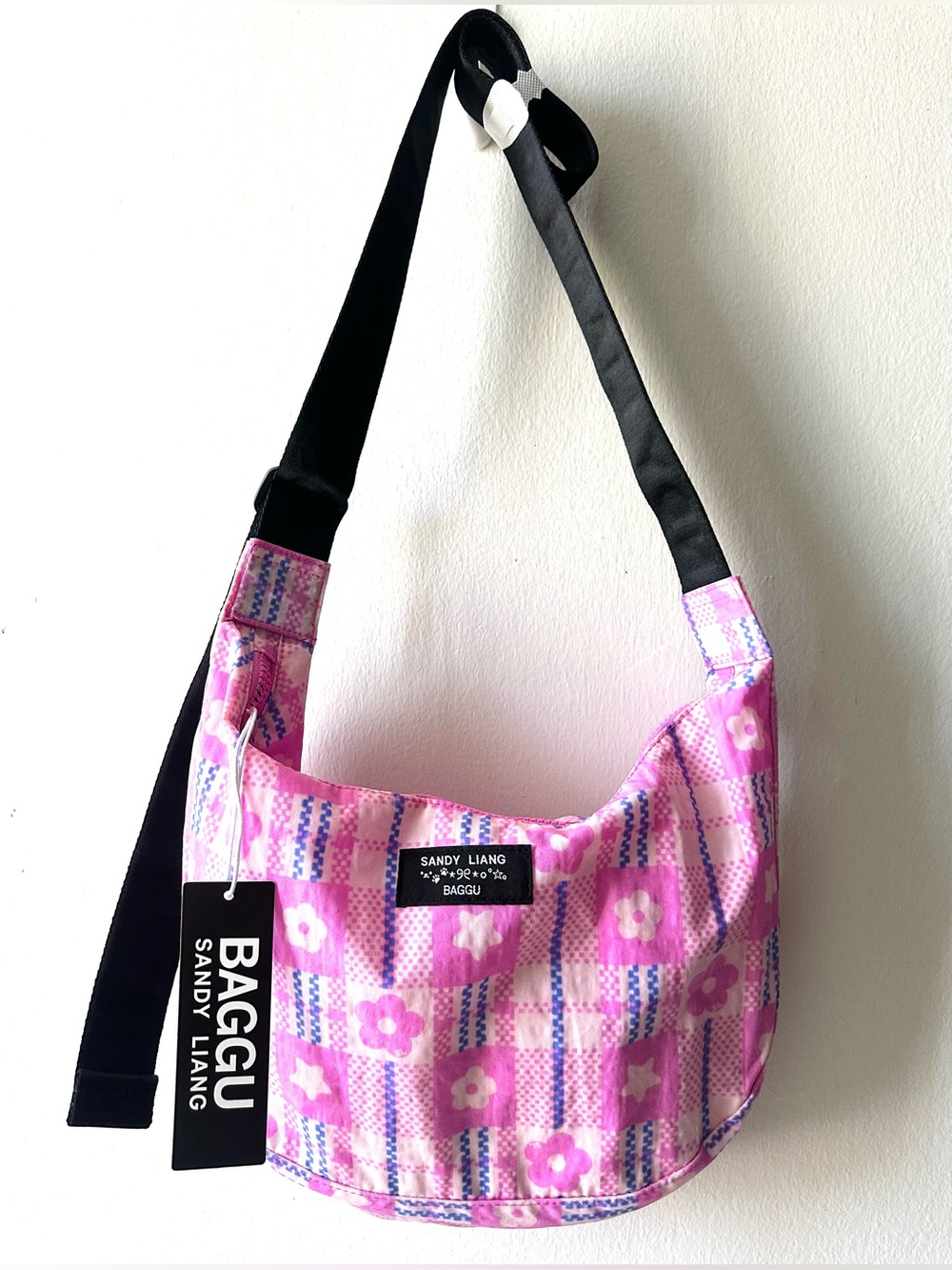 BAGGU x Sandy Liang Pink Medium Crescent Flower Market Plaid Bag Sold Out Cute
